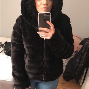 Faux fur coat wore once